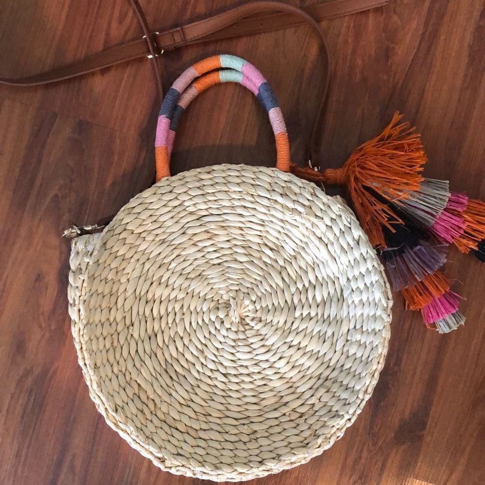 Nordstrom Round straw bag with tassel